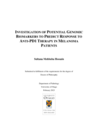 Investigation of potential genomic biomarkers to predict response to anti-PD1 therapy in melanoma patients