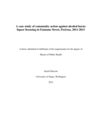 A case study of community action against alcohol harm: liquor licensing in Fantame Street, Porirua, 2011-2013