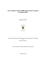 Acute cognitive effects of different glycaemic responses in healthy adults