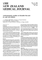 Anthropometric studies on Dunedin five and six year old children