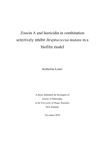 Zoocin A and lauricidin in combination selectively inhibit Streptococcus mutans in a biofilm model