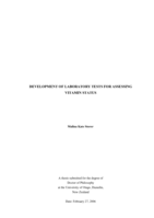 Development of laboratory tests for assessing vitamin status