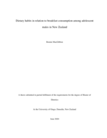 Dietary habits in relation to breakfast consumption among adolescent males in New Zealand