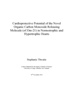 Cardioprotective Potential of the Novel Organic Carbon Monoxide Releasing Molecule (oCOm-21) in Normotrophic and Hypertrophic Hearts