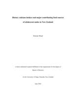 Dietary calcium intakes and major contributing food sources of adolescent males in New Zealand