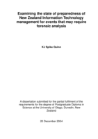 Examining the state of preparedness of New Zealand Information Technology management for events that may require forensic analysis
