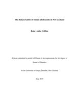 The dietary habits of female adolescents in New Zealand