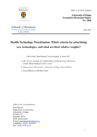 Health Technology Prioritisation: Which criteria for prioritising new technologies, and what are their relative weights?