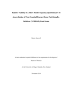Relative Validity of a Short Food Frequency Questionnaire to Assess Intake of Non-Essential Energy-Dense Nutritionally-Deficient (NEEDNT) Food Items