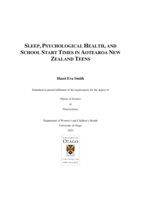 Sleep, Psychological Health, and School Start Times in Aotearoa New Zealand Teens