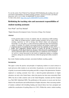 Rethinking the teaching roles and assessment responsibilities of student teaching assistants