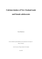 Calcium intakes of New Zealand male and female adolescents