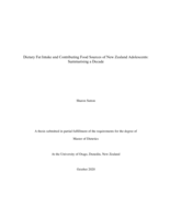Dietary Fat Intake and Contributing Food Sources of New Zealand Adolescents: Summarising a Decade