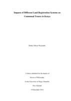 Impacts of Different Land Registration Systems on Communal Tenure in Kenya