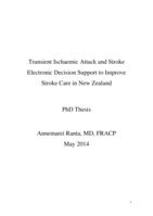 Transient Ischaemic Attack and Stroke Electronic Decision Support to Improve Stroke Care in New Zealand