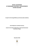 Social Acceptance of Renewable Electricity Developments in New Zealand