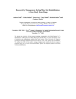 Research by management during mine site rehabilitation: a case study from Otago