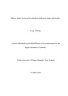 Dietary habits between New Zealand adolescent males and females