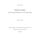 Maleldil in his Sphere: Nature as Order and Paradise in C. S. Lewis's Space Trilogy