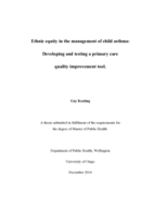 Ethnic equity in the management of child asthma: Developing and testing a primary care quality improvement tool.