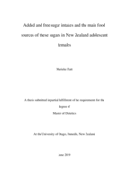 Added and free sugar intakes and the main food sources of these sugars in New Zealand adolescent females