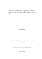 Fibre intakes between vegetarian and non-vegetarian adolescent females in New Zealand
