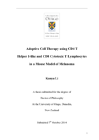 Adoptive Cell Therapy using CD4 T Helper 1-like and CD8 Cytotoxic T Lymphocytes in a Mouse Model of Melanoma