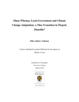 Mana Whenua, Local Government and Climate Change Adaptation: a Tika Transition in Ōtepoti, Dunedin?