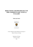 Behaviour and Physiology of the Common Wasp, Vespula vulgaris