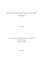 The Issue Of Teleology In Spinoza: A Defence Of The Standard Interpretation