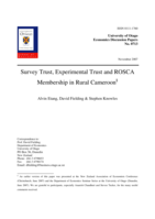 Survey Trust, Experimental Trust and ROSCA Membership in Rural Cameroon