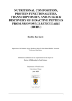 Nutritional composition, protein functionalities, transcriptomics, and in silico discovery of bioactive peptides from Prionoplus reticularis (Huhu)