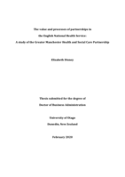 The value and processes of partnerships in the English National Health Service: A study of the Greater Manchester Health and Social Care Partnership