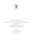 Social Understanding in the Community: Establishing Links to Previous Family Issues as well as an Understanding of Mental States on Disadvantaged Adolescents