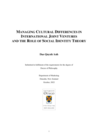 Managing cultural differences in international joint ventures and the role of social identity theory