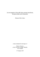 An investigation of the milk whey proteins lactoferrin, lactoperoxidase and osteopontin