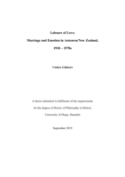 Labours of love: Marriage and emotion in Aotearoa/New Zealand. 1918 - 1970s