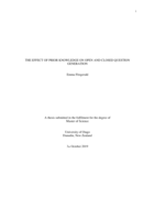 The effect of prior knowledge on open and closed question generation