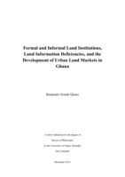 Formal and Informal Land Institutions, Land Information Deficiencies, and the Development of Urban Land Markets in Ghana