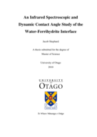 An Infrared Spectroscopic and Dynamic Contact Angle Study of the Water-Ferrihydrite Interface