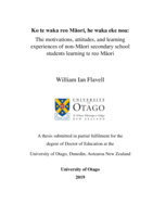 Ko te waka reo Māori, he waka eke noa: The motivations, attitudes, and learning experiences of non-Māori secondary school  students learning te reo Māori