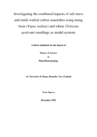 Investigating the combined impacts of salt stress and multi-walled carbon nanotubes using mung bean (Vigna radiata) and wheat (Triticum aestivum) seedlings as model systems