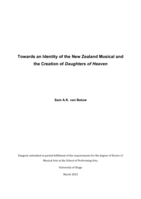 Towards an Identity of the New Zealand Musical and the Creation of Daughters of Heaven