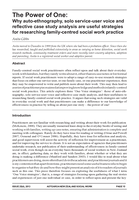 The Power of One: Why Auto-Ethnography, Solo Service-User Voice, and Reflective Case Study Analysis are Useful Strategies for Researching Family-Centred Social Work Practice