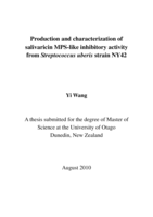 Production and characterization of salivaricin MPS-like inhibitory activity from streptococcus uberis strain NY42