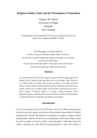 Religious Studies, Faith, and the Presumption of Naturalism