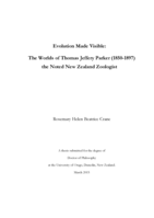 Evolution Made Visible: The Worlds of Thomas Jeffery Parker (1850-1897) the Noted New Zealand Zoologist