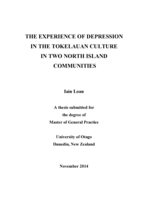 The Experience of Depression in the Tokelauan Culture in Two North Island Communities