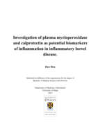 Investigation of plasma myeloperoxidase and calprotectin as potential biomarkers of inflammation in inflammatory bowel disease.