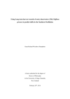 Using Long term harvest records of sooty shearwaters (Tītī; Puffinus griseus) to predict shifts in the Southern Oscillation